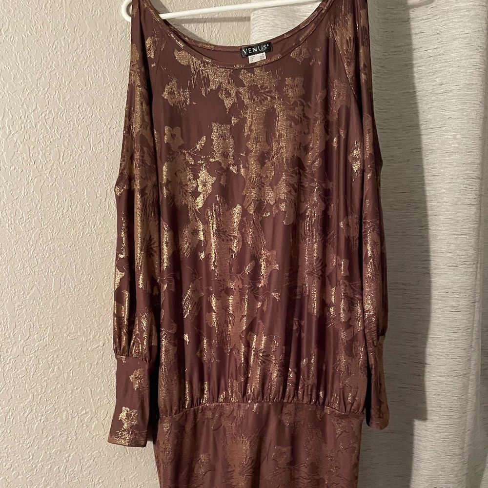 Purple and gold floral printed dress